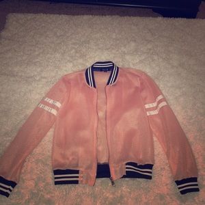 Mesh pink black and white jacket